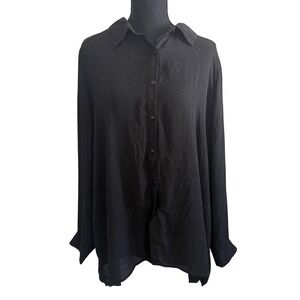 George Womens Fairy Grunge Whimsigoth Sheer Studded Button Top Size 2X *SMOKER*